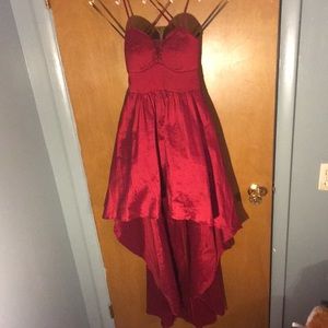 A red high to low cute dress.